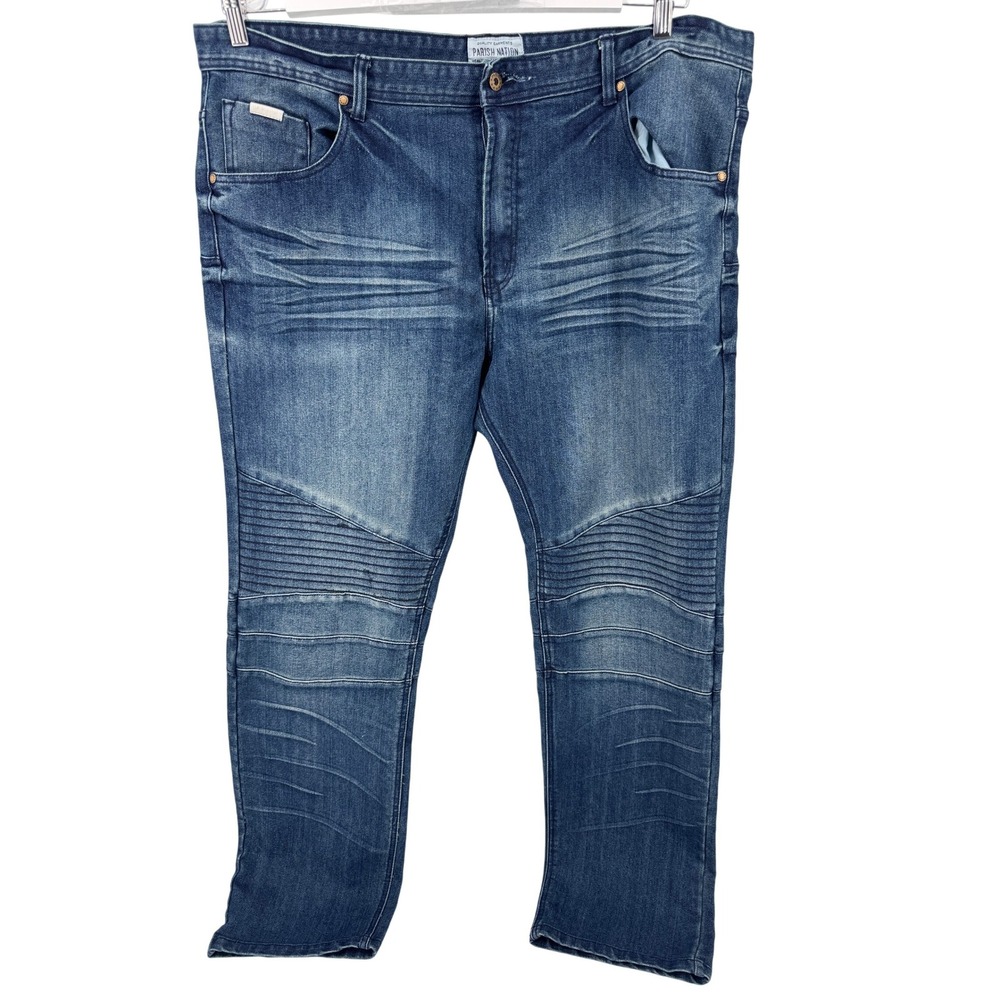 Parish Nation Moto Jeans Size 42 Men's Blue‎ Wash Moto Style Hip Hop Street Wear